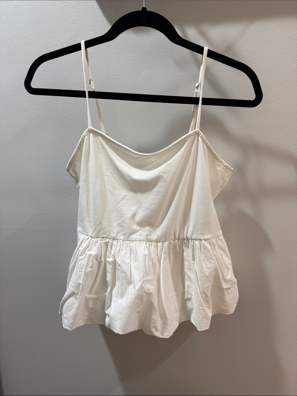 Women’s White Spaghetti Strap Peplum Tank Top